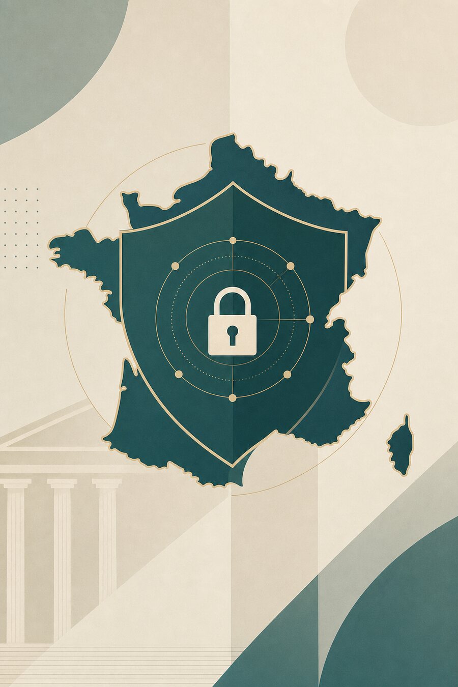 Illustration de la souveraineté des données : bouclier et carte de France